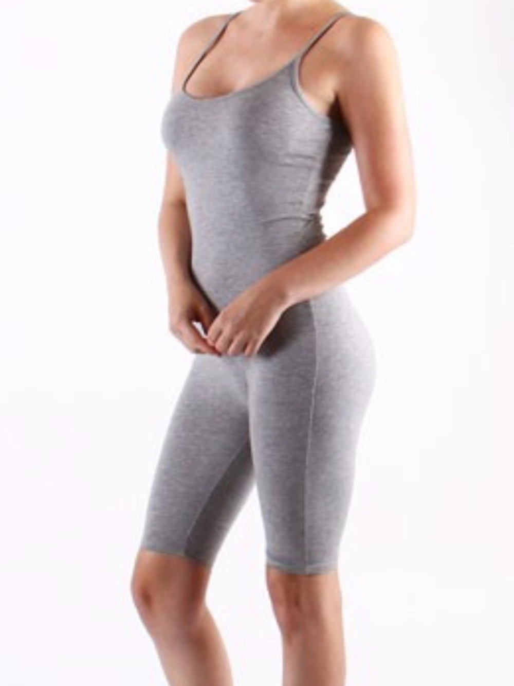 Heather Gray Sleeveless Romper Biker Short Jumpsuit S NWT